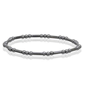 Semi Precious Stones Magnetic Hematite Stretchable Anklets - Black